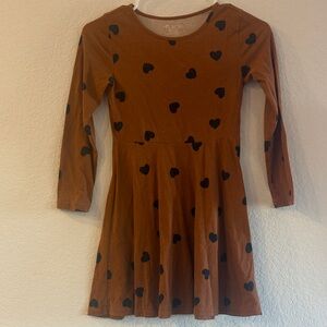 The Children's Place Brown Dress with Black Hearts